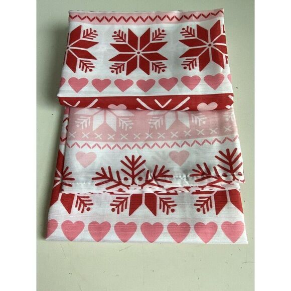 Betsey Johnson Pink Fair Isle Christmas Tree Snowflakes Fabric Shower Curtain - Picture 5 of 13